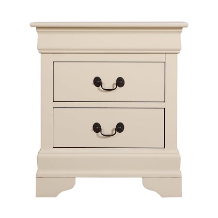 Passion Furniture 24 x 22 x 16 in. Louis Philippe 2-Drawer Nightstand, Beige PF-G3175-N